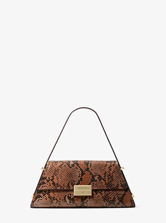 Michael Kors Ludlow Medium Snake Embossed Leather Shoulder Bag LUGGAGE Store