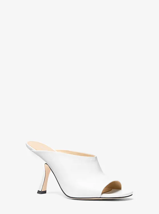 Michael Kors Luna Leather Mule OPTICWHITE Sale