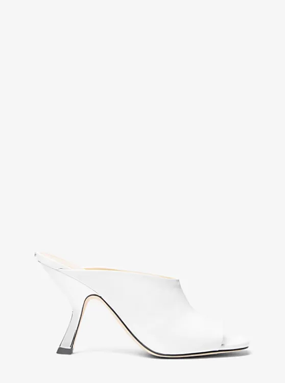 Michael Kors Luna Leather Mule OPTICWHITE Sale