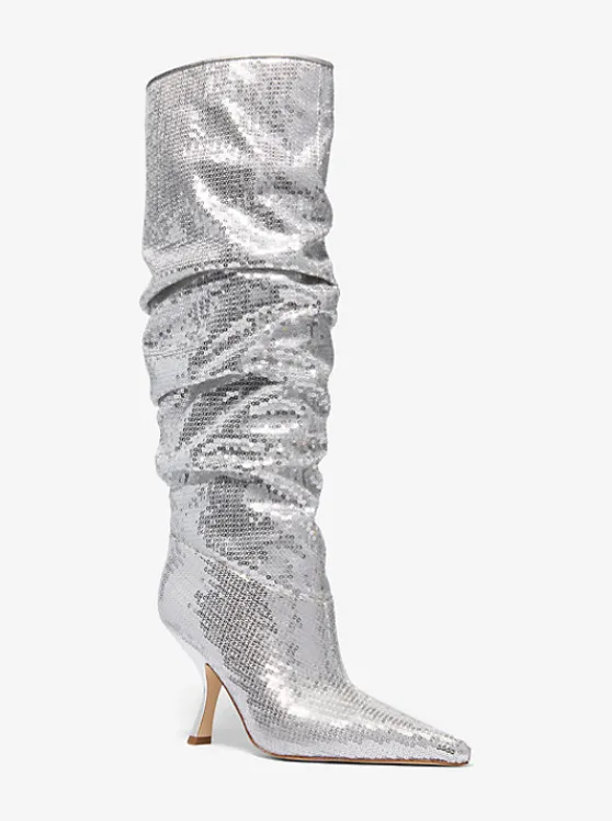 Michael Kors Luna Sequined Boot SILVER Cheap