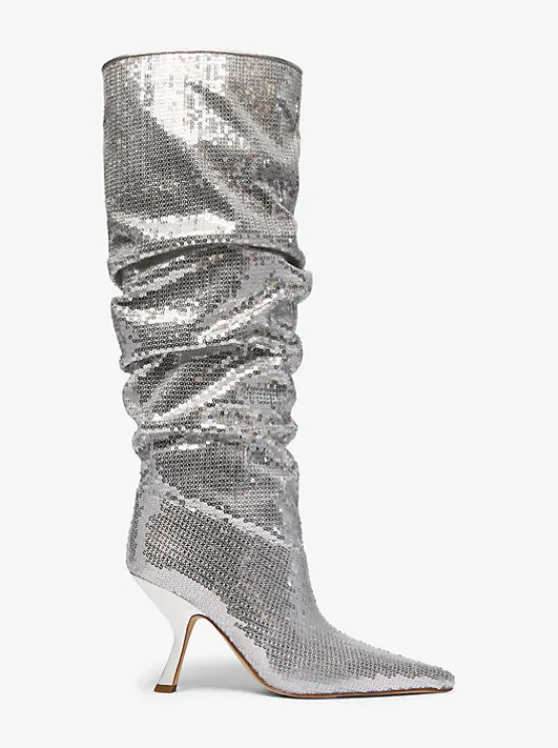 Michael Kors Luna Sequined Boot SILVER Cheap