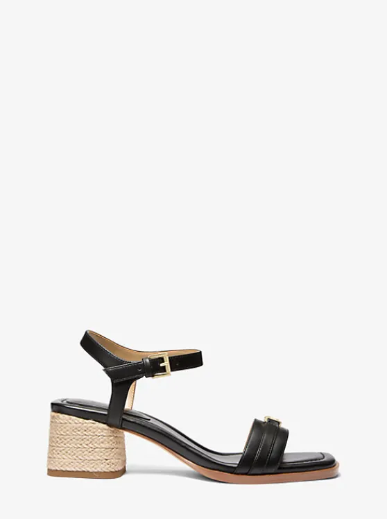 Michael Kors Mandy Leather Sandal BLACK New