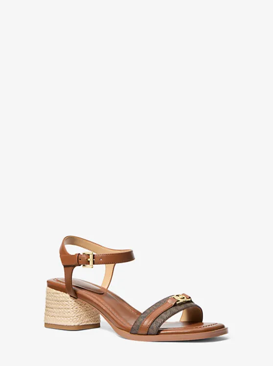 Michael Kors Mandy Signature Logo and Leather Sandal | BROWN/LUGGAGE Fashion