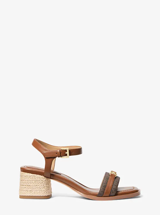 Michael Kors Mandy Signature Logo and Leather Sandal | BROWN/LUGGAGE Fashion