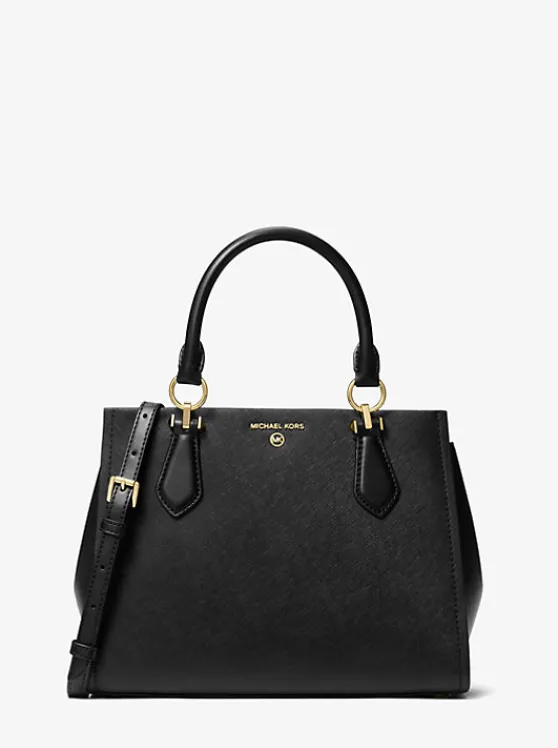 Michael Kors Marilyn Medium Saffiano Leather Satchel BLACK Hot