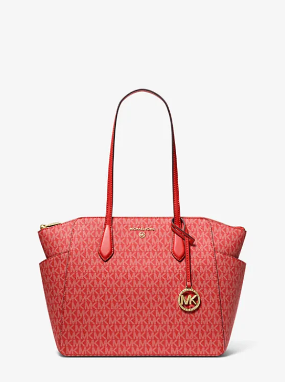 Michael Kors Marilyn Medium Signature Logo Tote Bag BURNTSIENNA Flash Sale