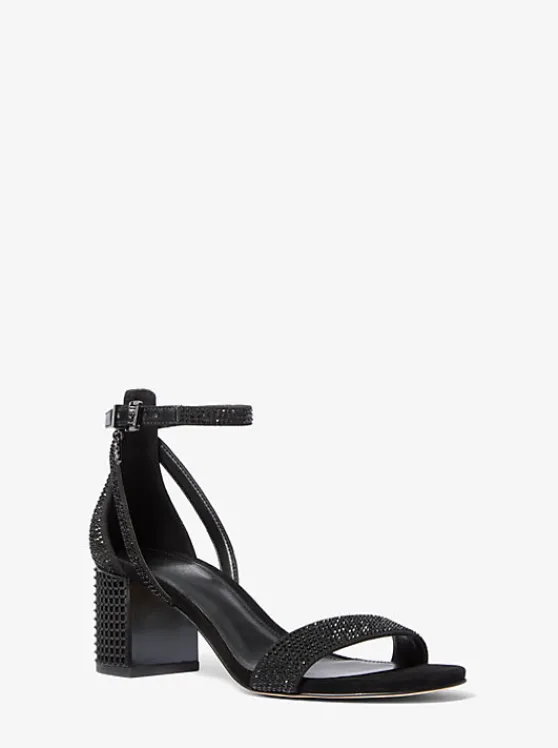 Michael Kors Maxine Crystal Embellished Sandal BLACK Best Sale