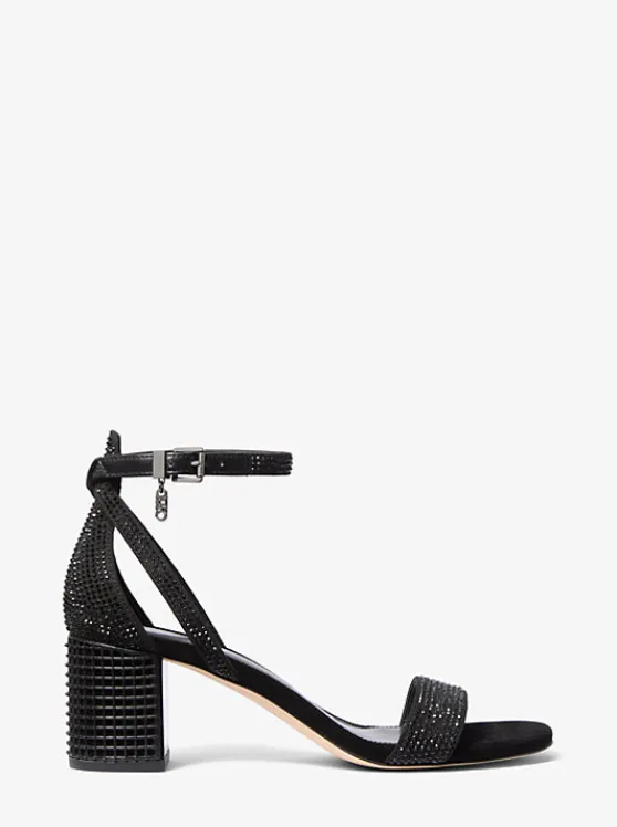 Michael Kors Maxine Crystal Embellished Sandal BLACK Best Sale