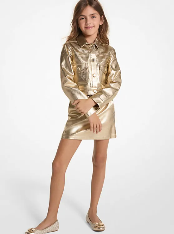 Michael Kors Metallic Moto Jacket GOLD Cheap