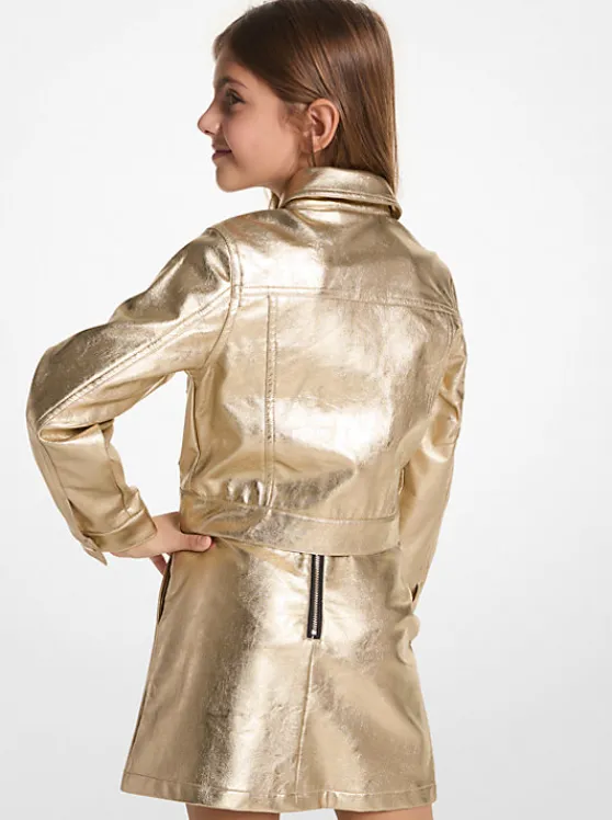 Michael Kors Metallic Moto Jacket GOLD Cheap