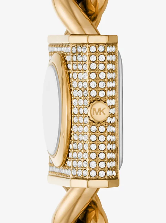 Michael Kors Mini Lock Pavé -Tone Chain Watch GOLD Clearance