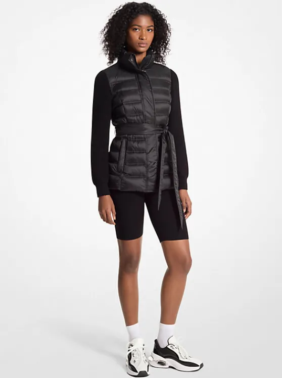 Michael Kors Mixed-Media Packable Jacket BLACK Sale