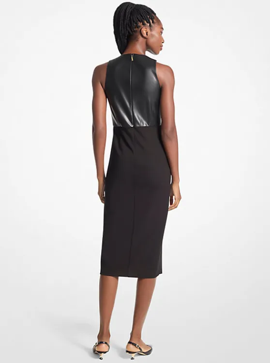 Michael Kors Mixed-Media Ponte Halter Dress BLACK Online