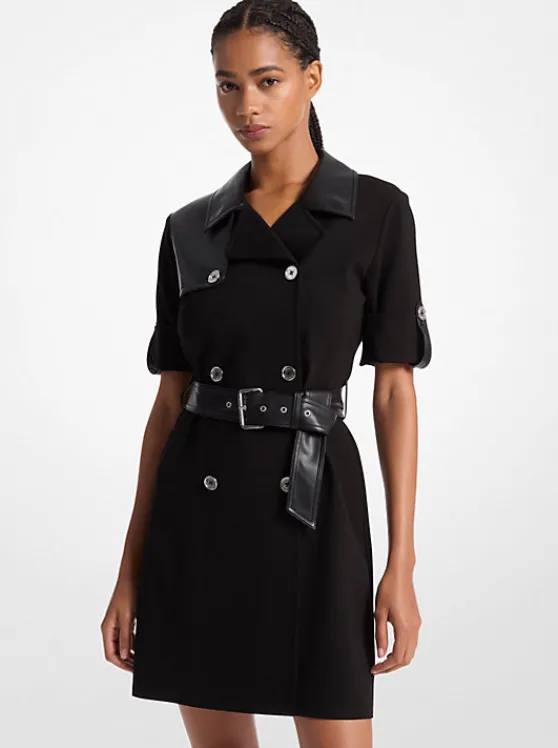 Michael Kors Mixed-Media Trench Dress BLACK Fashion