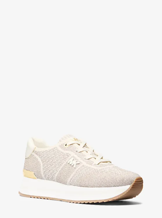 Michael Kors Monique Metallic Knit Trainer CHAMPAGNE Best