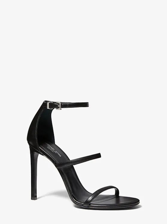 Michael Kors Nadege Leather Sandal BLACK Clearance