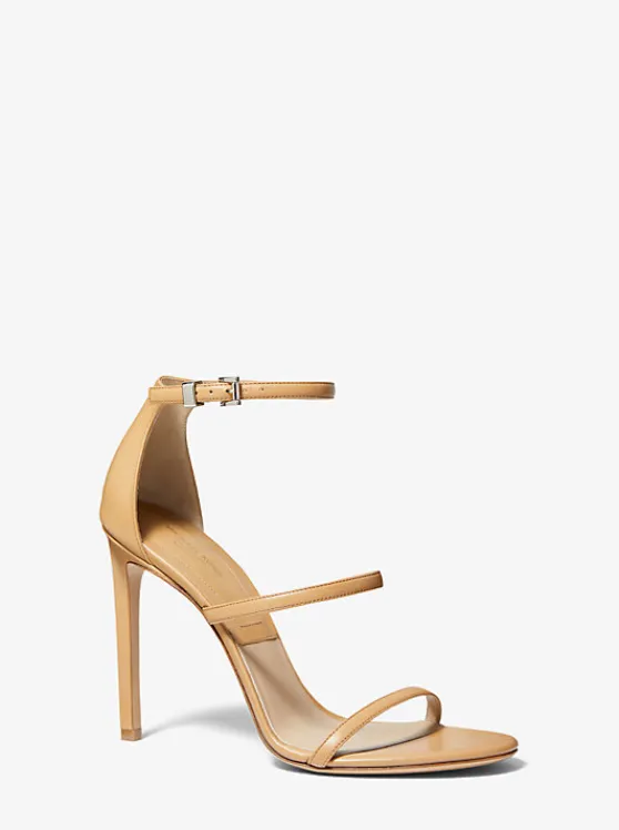 Michael Kors Nadege Leather Sandal CAMEL Sale