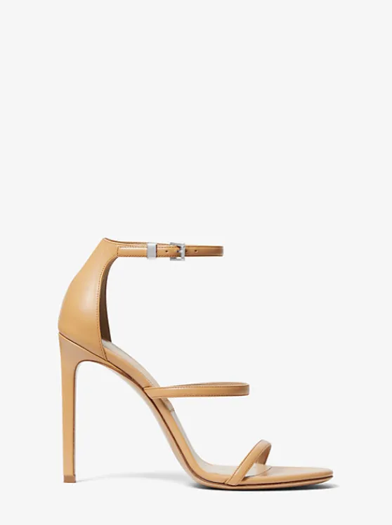 Michael Kors Nadege Leather Sandal CAMEL Sale