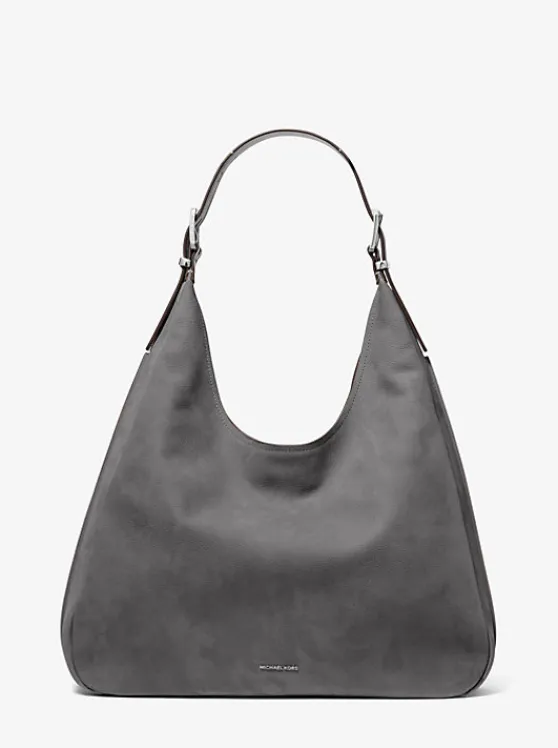 Michael Kors Nolita Large Nubuck Hobo Shoulder Bag SLATE Flash Sale