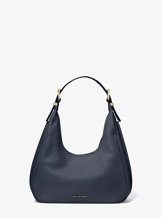 Michael Kors Nolita Small Pebbled Leather Hobo Shoulder Bag NAVY Cheap