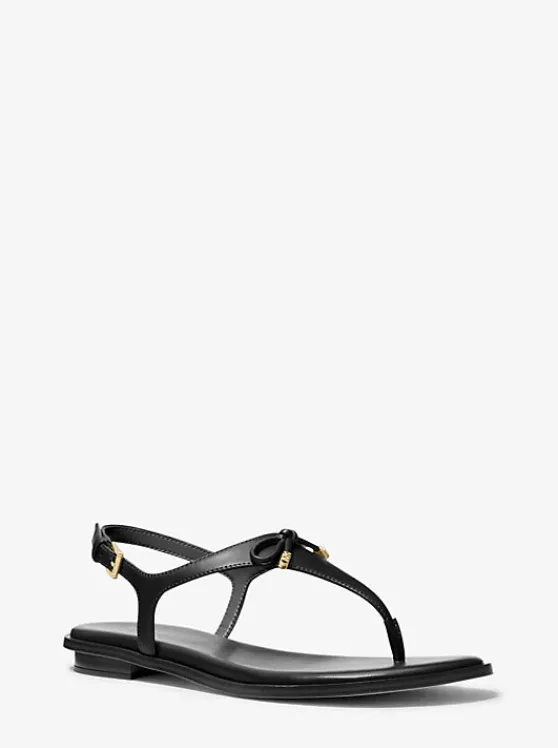 Michael Kors Nori Leather T-Strap Sandal BLACK Hot