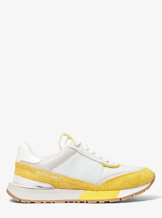 Michael Kors Nova Suede and Nylon Trainer BrightDandelionMulti Discount