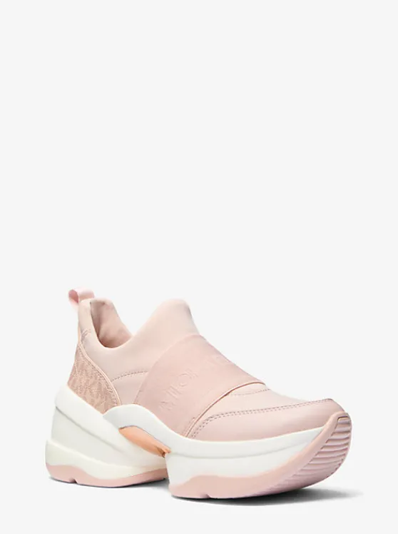 Michael Kors Olympia Nylon Blend and Signature Logo Slip-On Trainer SOFTPINK Cheap