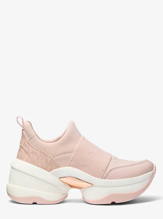 Michael Kors Olympia Nylon Blend and Signature Logo Slip-On Trainer SOFTPINK Cheap