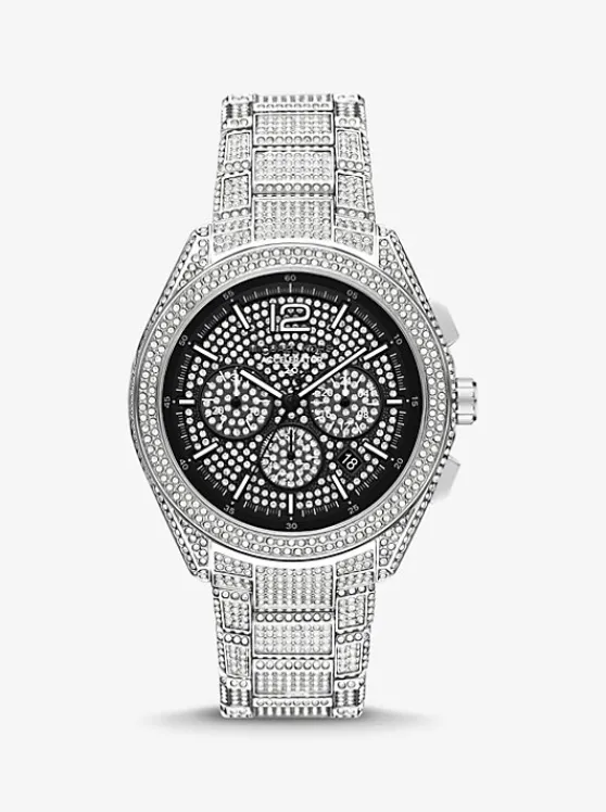 Michael Kors Oversized Accelerator 2.0 Pavé -Tone Watch SILVER Sale