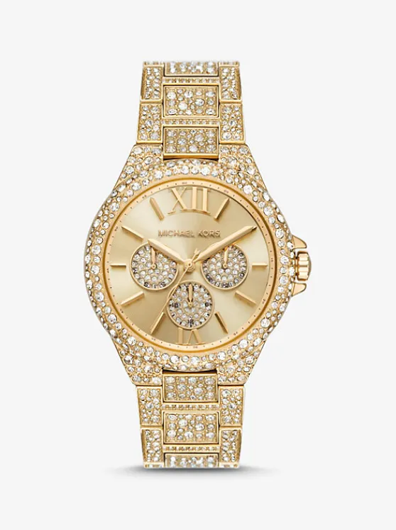 Michael Kors Oversized Camille Pavé -Tone Watch GOLD Best