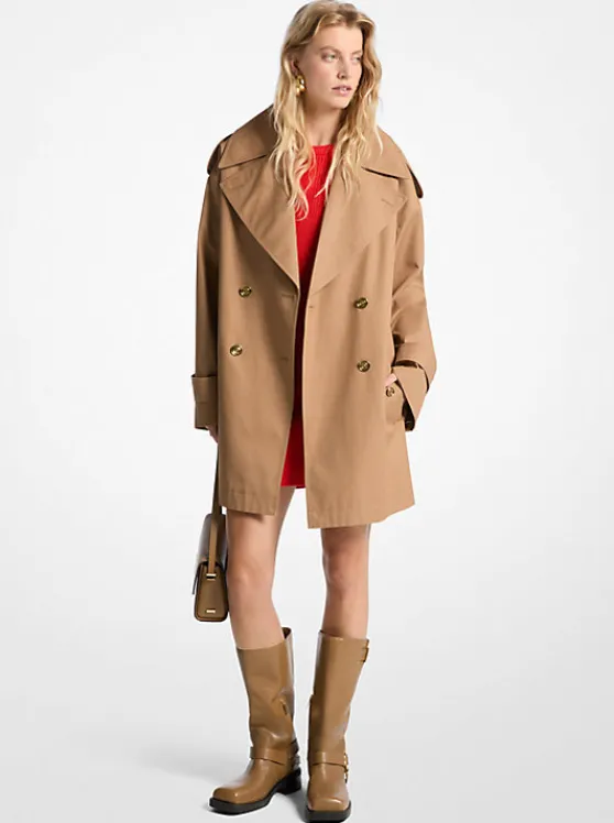 Michael Kors Oversized Cotton Twill Trench Coat CAFE Fashion