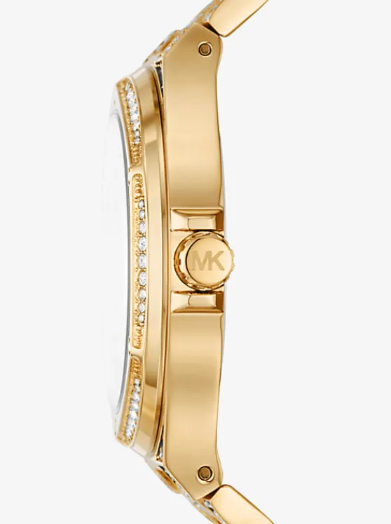 Michael Kors Oversized Lennox Animal Pavé -Tone Watch GOLD Sale