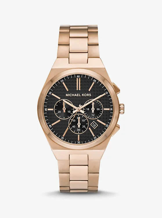 Michael Kors Oversized Lennox Beige Gold-Tone Watch HUSK Online