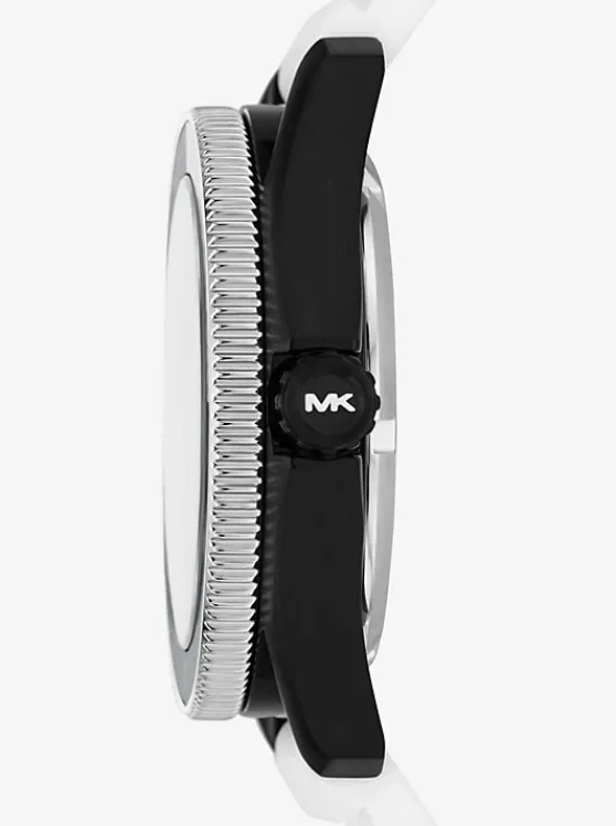 Michael Kors Oversized Maritime Silicone Watch WHITE Cheap