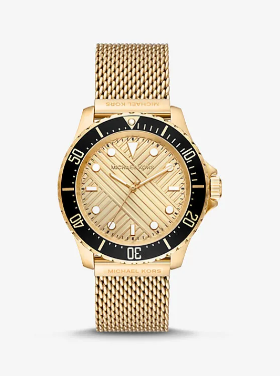 Michael Kors Oversized Slim Everest -Tone Mesh Watch GOLD New