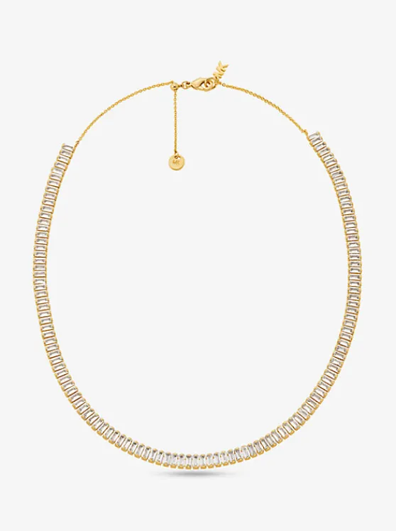 Michael Kors Pavé Precious Metal Plated Brass Tennis Necklace GOLD Fashion