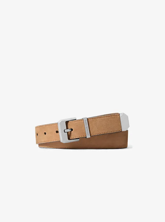 Michael Kors Pebbled Leather Belt HUSK New