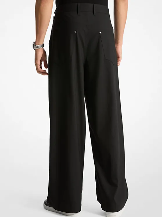 Michael Kors Pleated Wide-Leg Pants BLACK Best