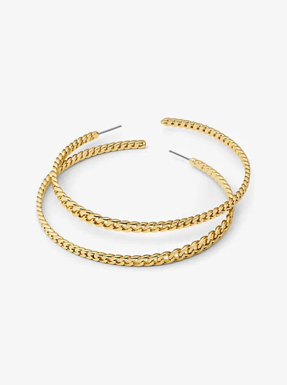 Michael Kors Precious Metal-Plated Brass Curb Link Hoop Earrings GOLD Cheap