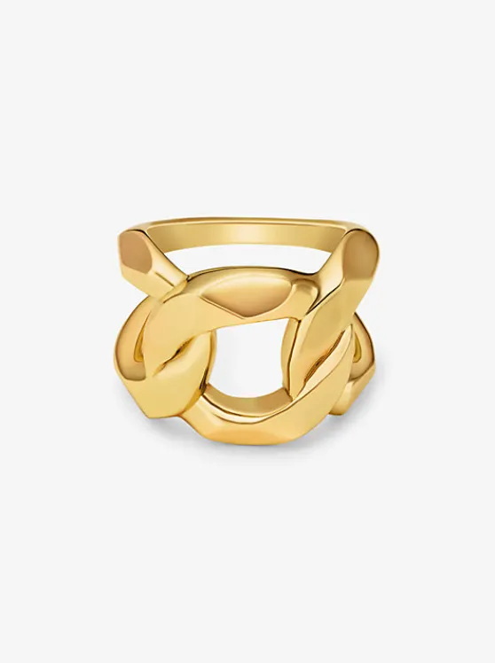 Michael Kors Precious Metal-Plated Brass Curb-Link Ring GOLD Best