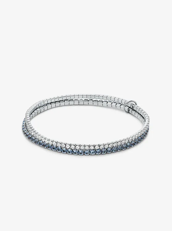 Michael Kors Precious Metal-Plated Brass Double Wrap Tennis Bracelet SILVER Shop