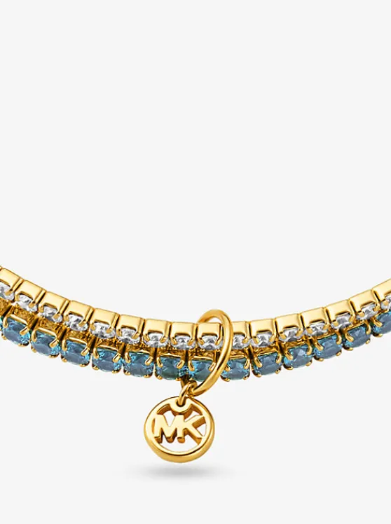 Michael Kors Precious Metal-Plated Brass Double Wrap Tennis Bracelet TURQUOISE Flash Sale