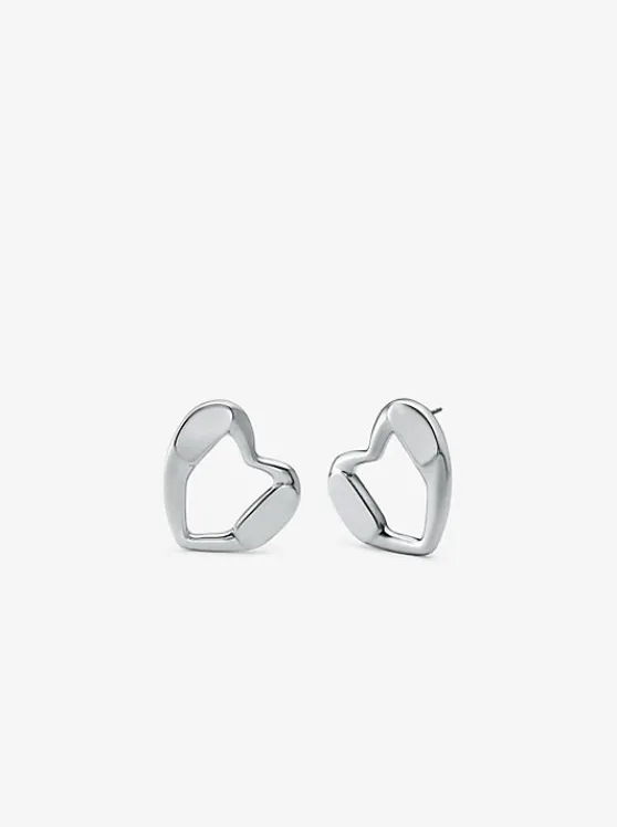 Michael Kors Precious Metal-Plated Brass Heart Stud Earrings | SILVER Shop