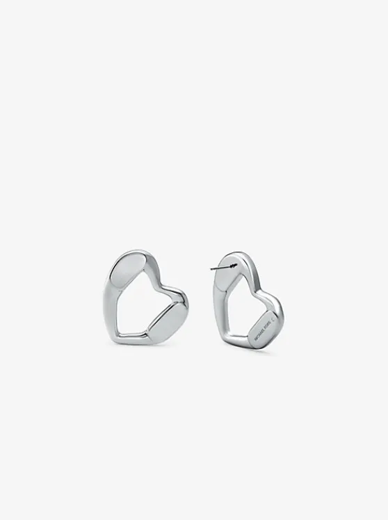 Michael Kors Precious Metal-Plated Brass Heart Stud Earrings | SILVER Shop