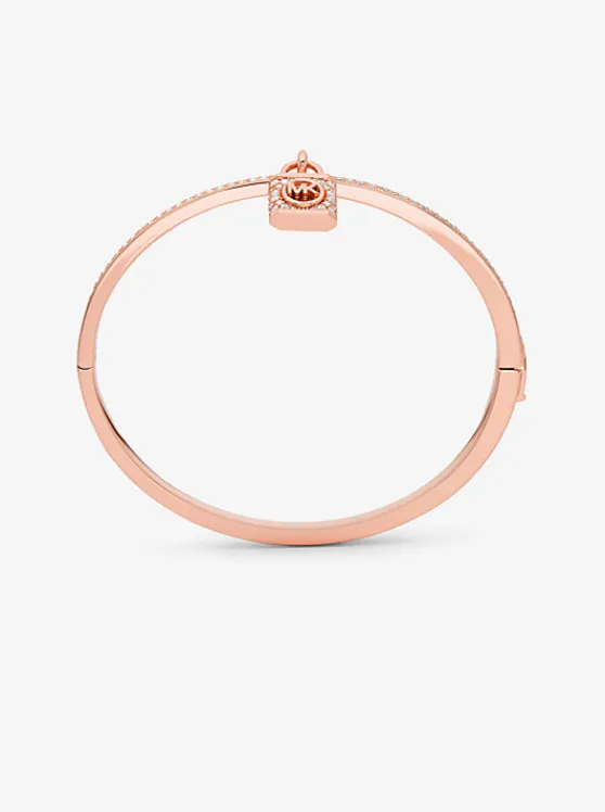 Michael Kors Precious Metal-Plated Brass Pavé Lock Bangle ROSEGOLD Best Sale