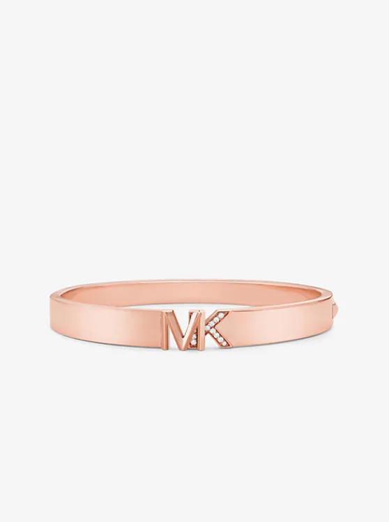 Michael Kors Precious Metal-Plated Brass Pavé Logo Bangle ROSEGOLD Best Sale