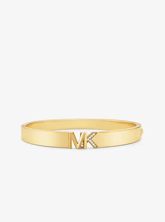 Michael Kors Precious Metal-Plated Brass Pavé Logo Bangle GOLD Best Sale