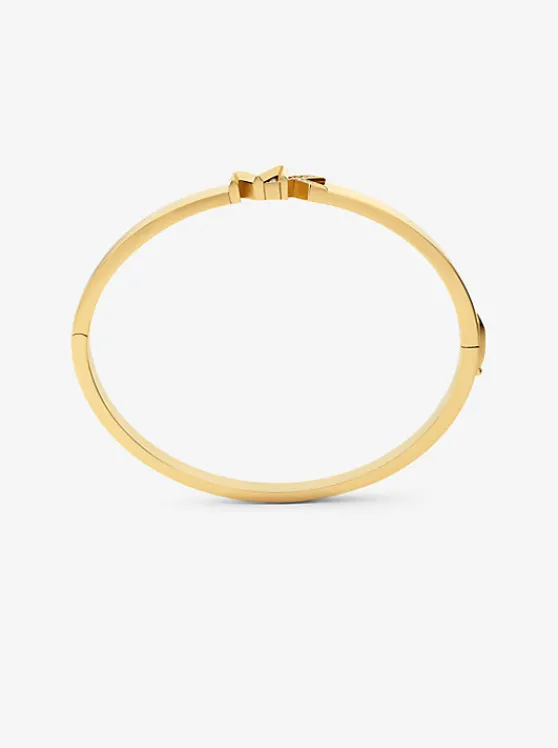 Michael Kors Precious Metal-Plated Brass Pavé Logo Bangle GOLD Best Sale