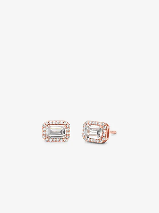 Michael Kors Precious Metal-Plated Pavé Halo Stud Earrings ROSEGOLD Clearance