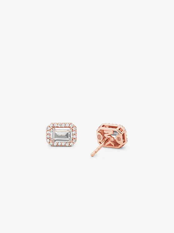 Michael Kors Precious Metal-Plated Pavé Halo Stud Earrings ROSEGOLD Clearance